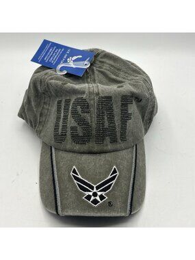 US Air Force Hat Cap Military Logo Adjustable Strapback Green NWT